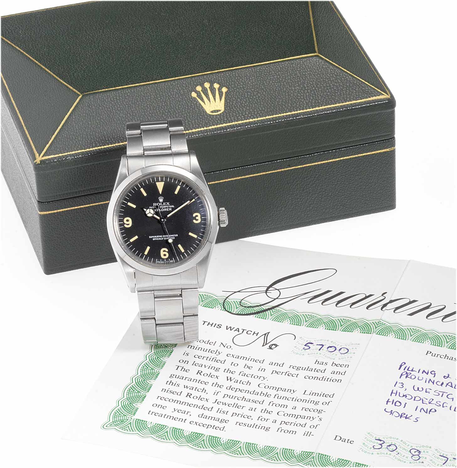 Rolex. A fine stainless steel automatic centre seconds wristwatch together with original Rolex box and Guarantee booklet Ref:1016, Made in 1972, Sold on the 30th ...