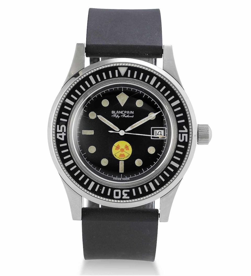 Blancpain. A fine and rare stainless steel automatic diver's wristwatch manufactured for the Polish Military"Fifty Fathoms" 1960s