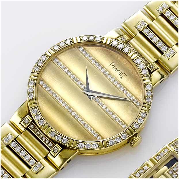 Piaget. An 18ct gold diamond set bracelet watch1980's