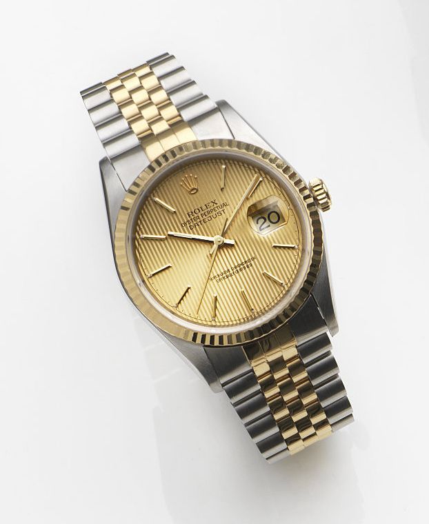 Rolex. A stainless steel and gold automatic calendar bracelet watch with box and papersDatejust, Ref:16233, Case No.T228163, Movement No.7489596, Sold 10th August 1997