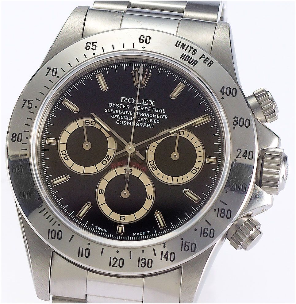 Rolex. A stainless steel automatic chronograph wristwatch Daytona, Ref:16520, Sold November 1996