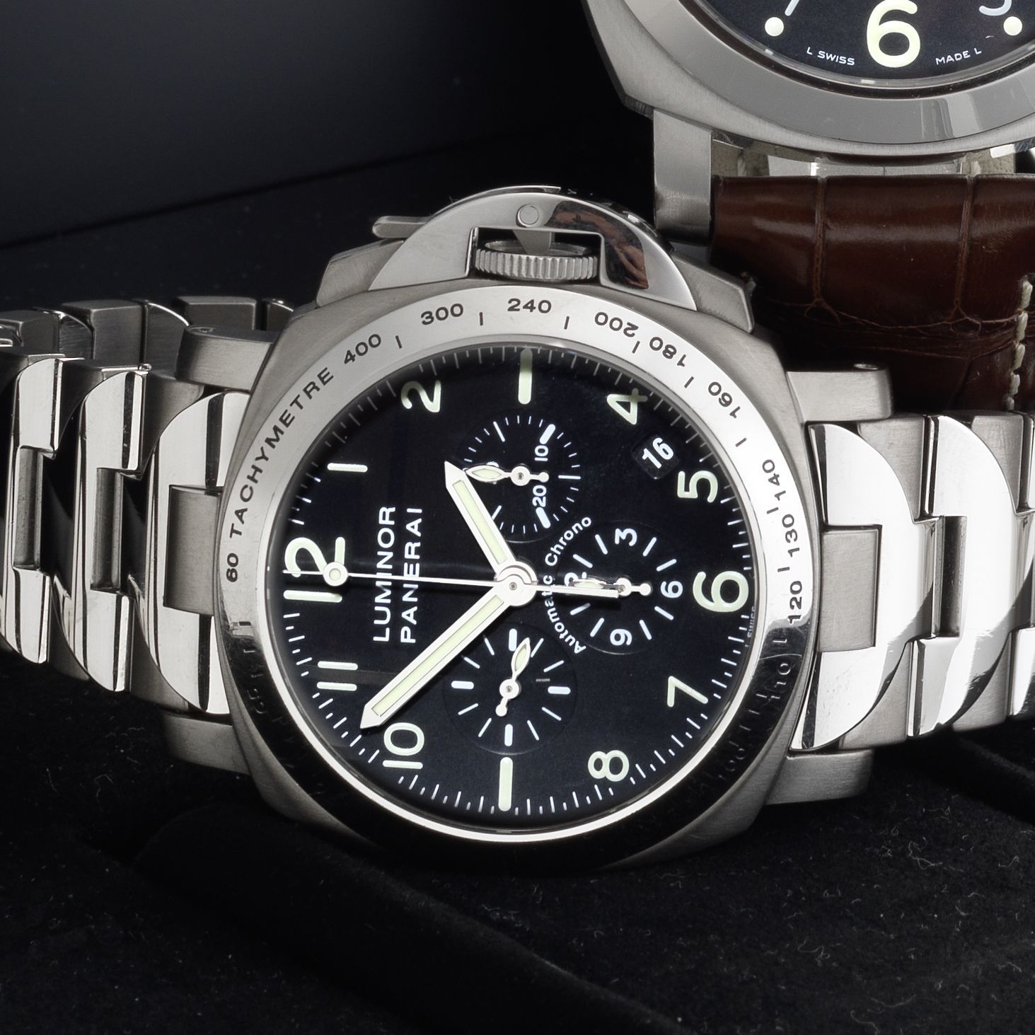 Officine Panerai. A titanium automatic chronograph calendar bracelet watch with box and certificateMovement No.1185140, Sold 9th December 2003