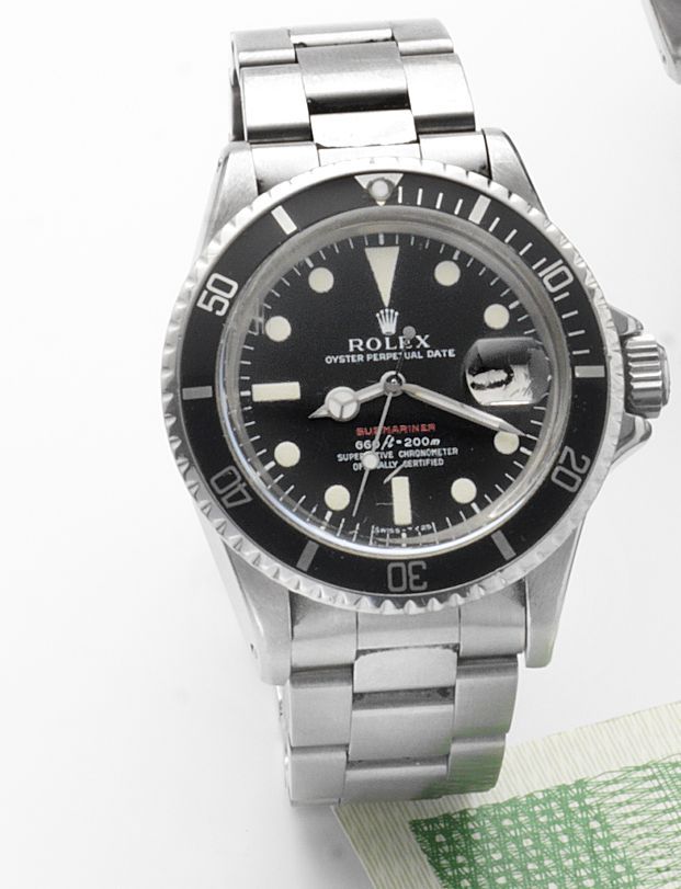 Rolex. A rare stainless steel automatic centre seconds calendar wristwatchSubmariner, Ref:1680, Case No:2385333, Made in January 1970