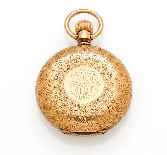 Waltham. An American 14K gold hunter cased watchM 1877, 18 size, P. S. Bartlett, no. 2154667