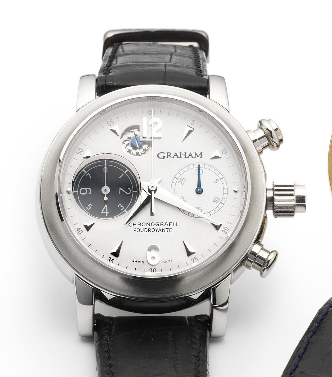 Graham. A fine platinum automatic split seconds chronograph wristwatch with 1/8th seconds counterChronograph Foudroyante, Number 12, Circa 2000