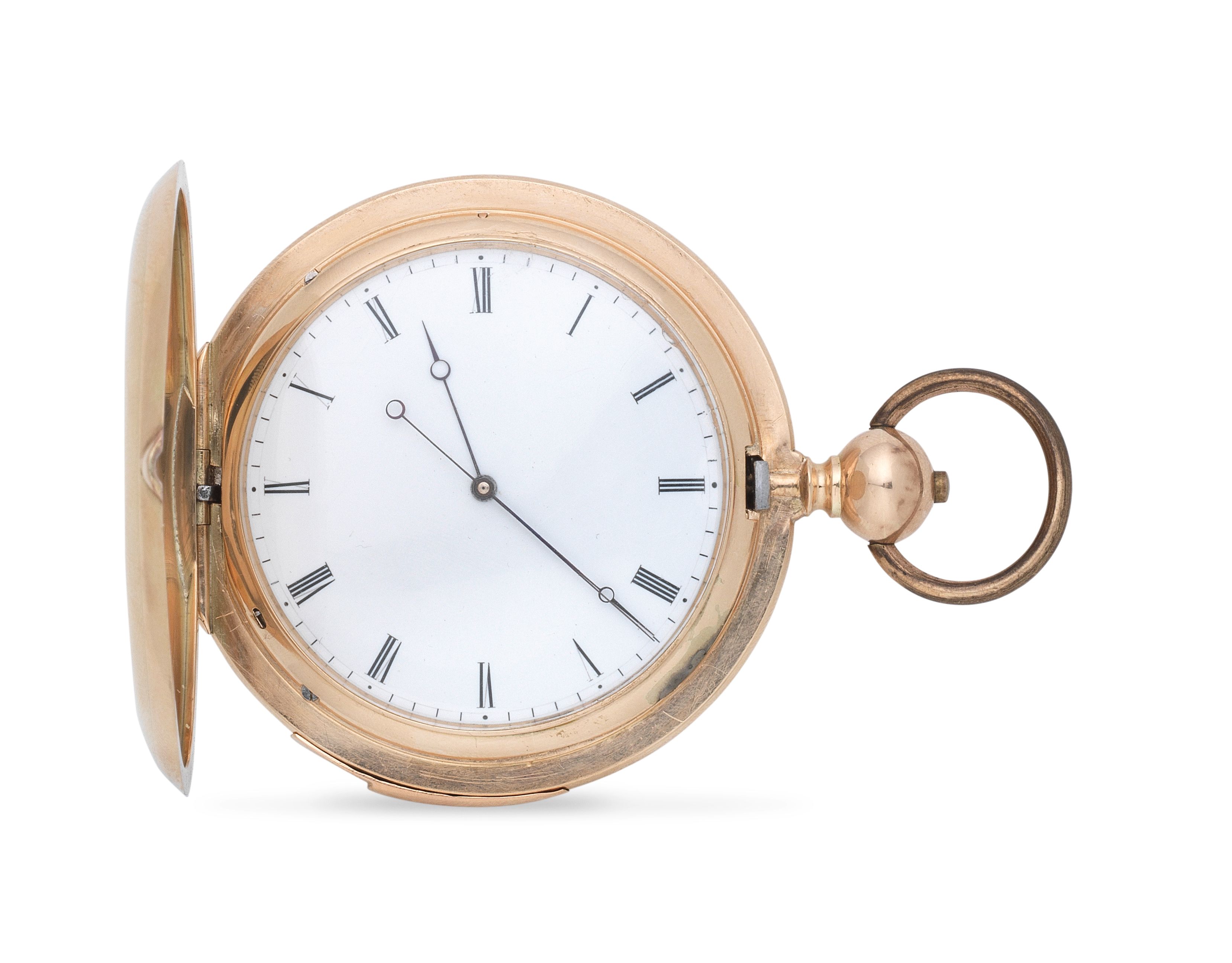 A 14K gold key wind quarter repeating full hunter pocket watch retailed by Joseph Marchak, Paris Circa 1900