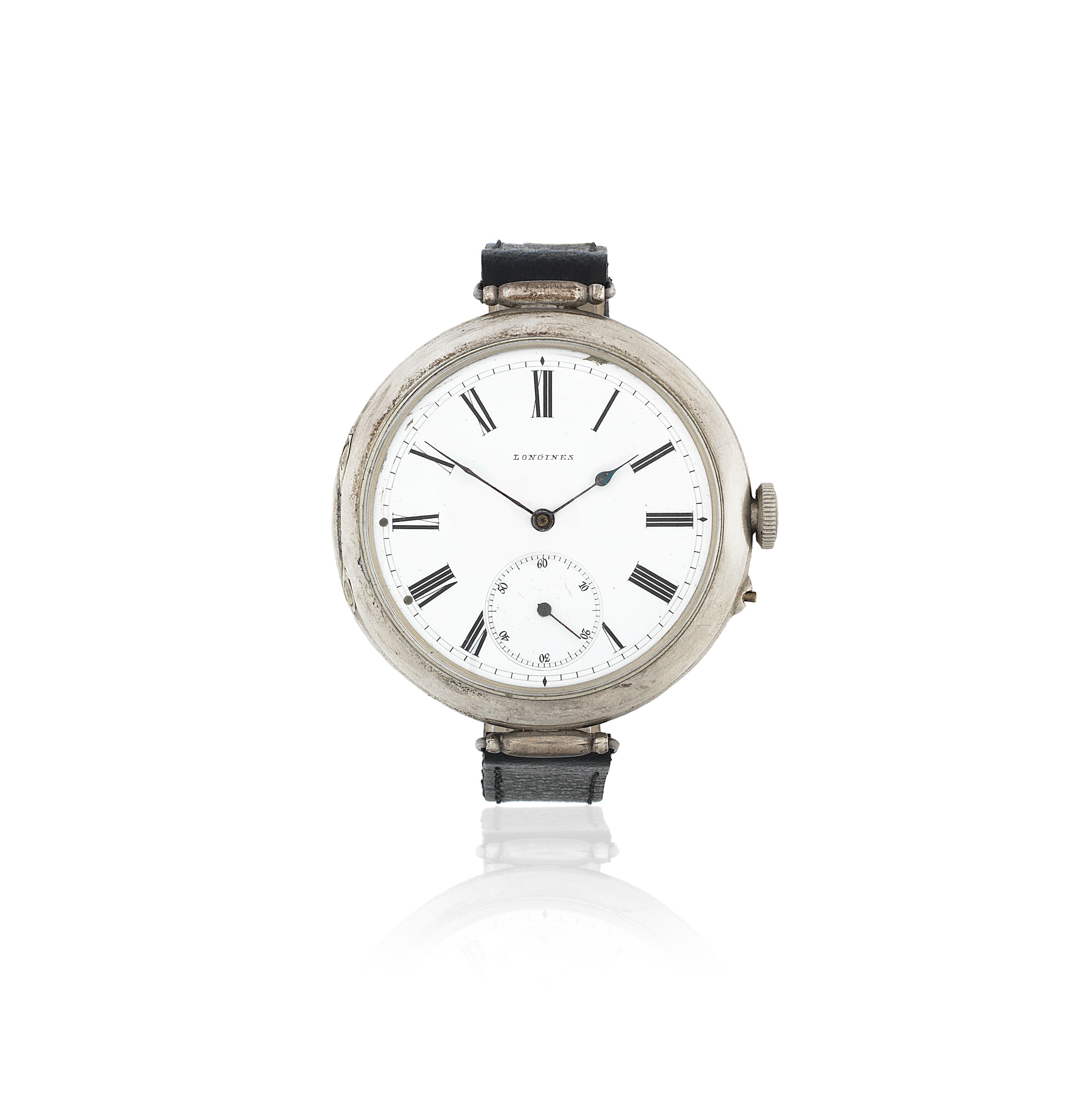 Longines. A silver manual wind converted wristwatch for the Russian Air Force Circa 1908