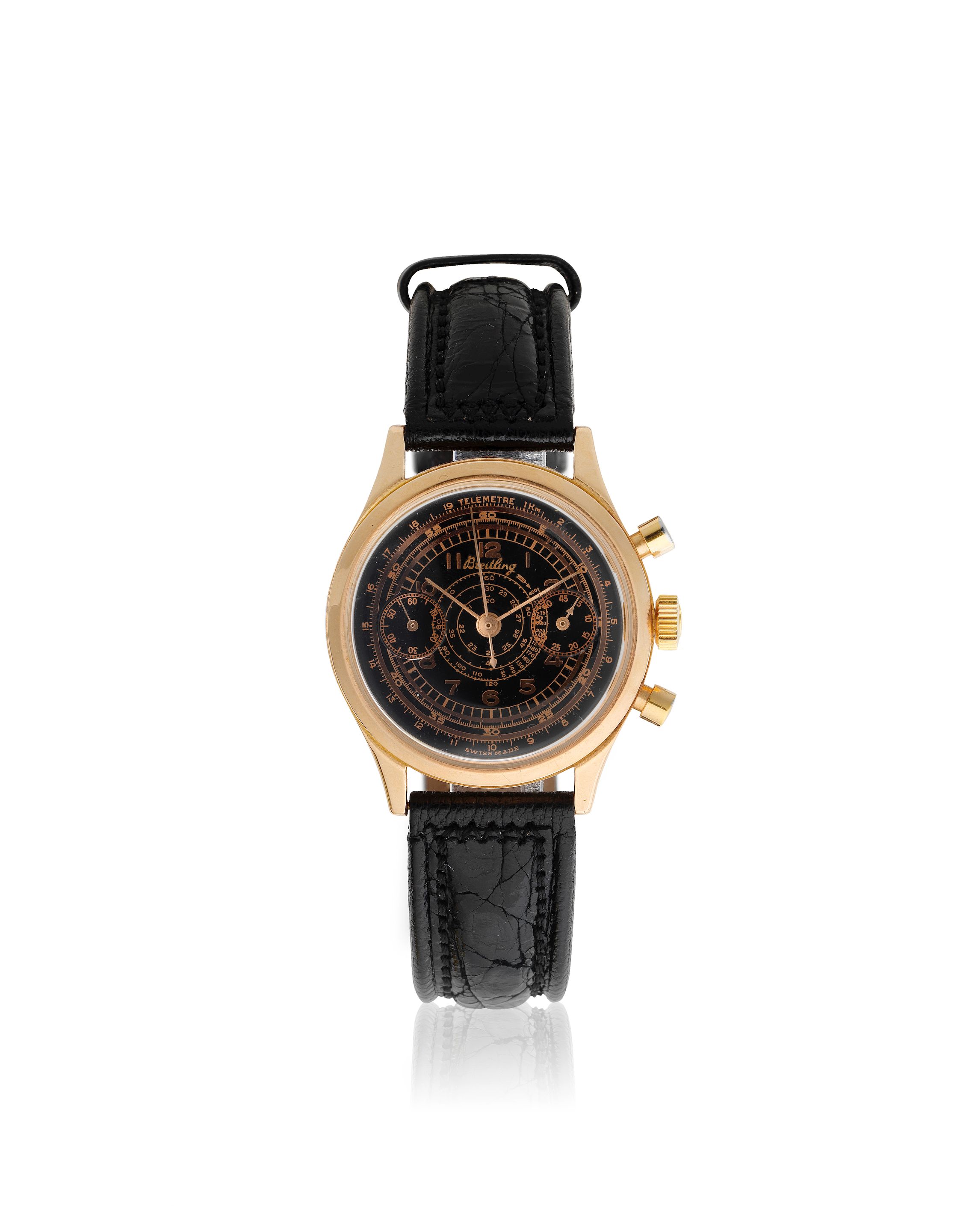 Breitling. An 18K rose gold manual wind chronograph wristwatch Premier, Ref: 790, Circa 1950