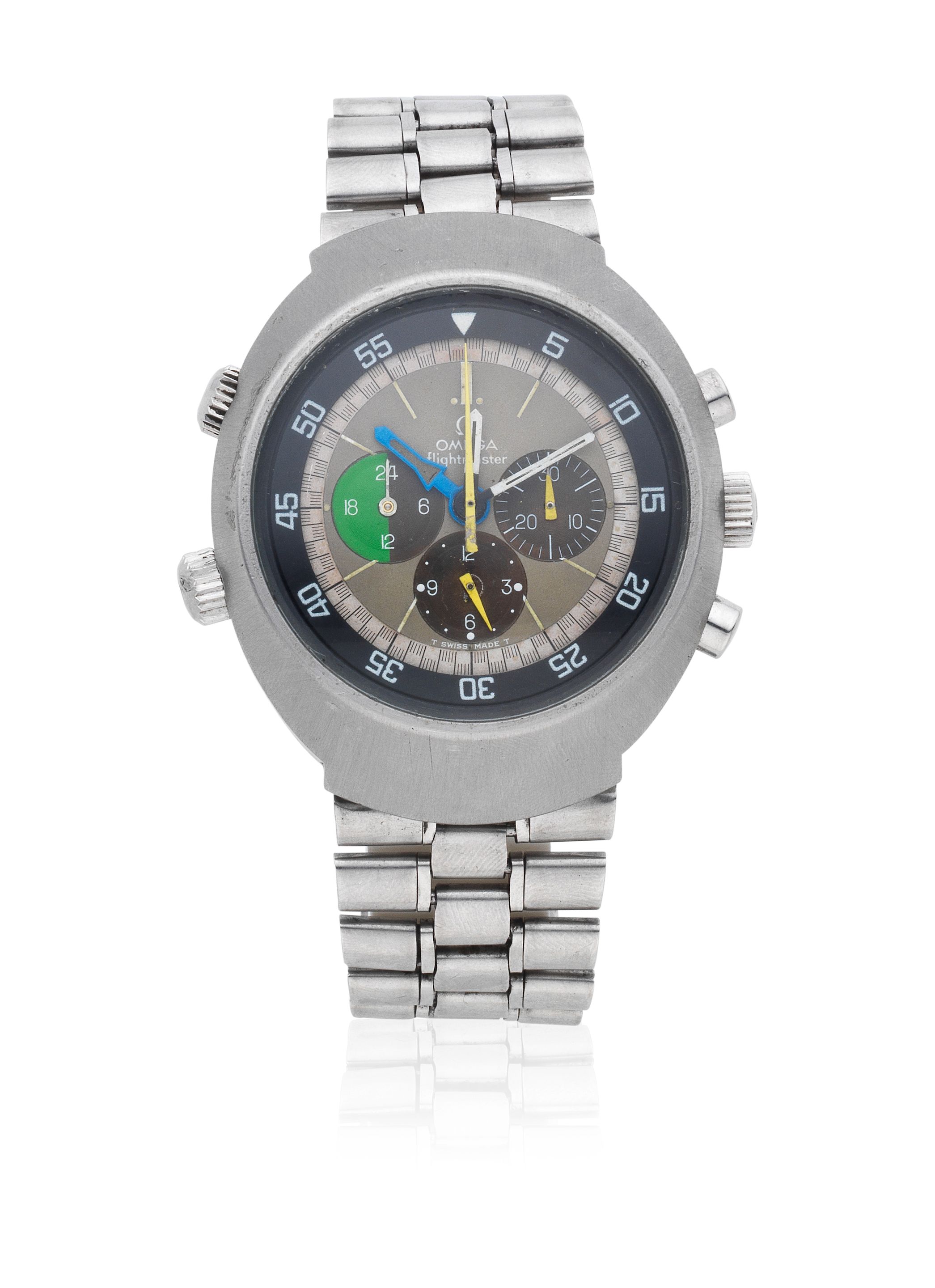 Omega. A stainless steel manual wind chronograph bracelet watch Flightmaster, Ref: 145.013, Circa 1970
