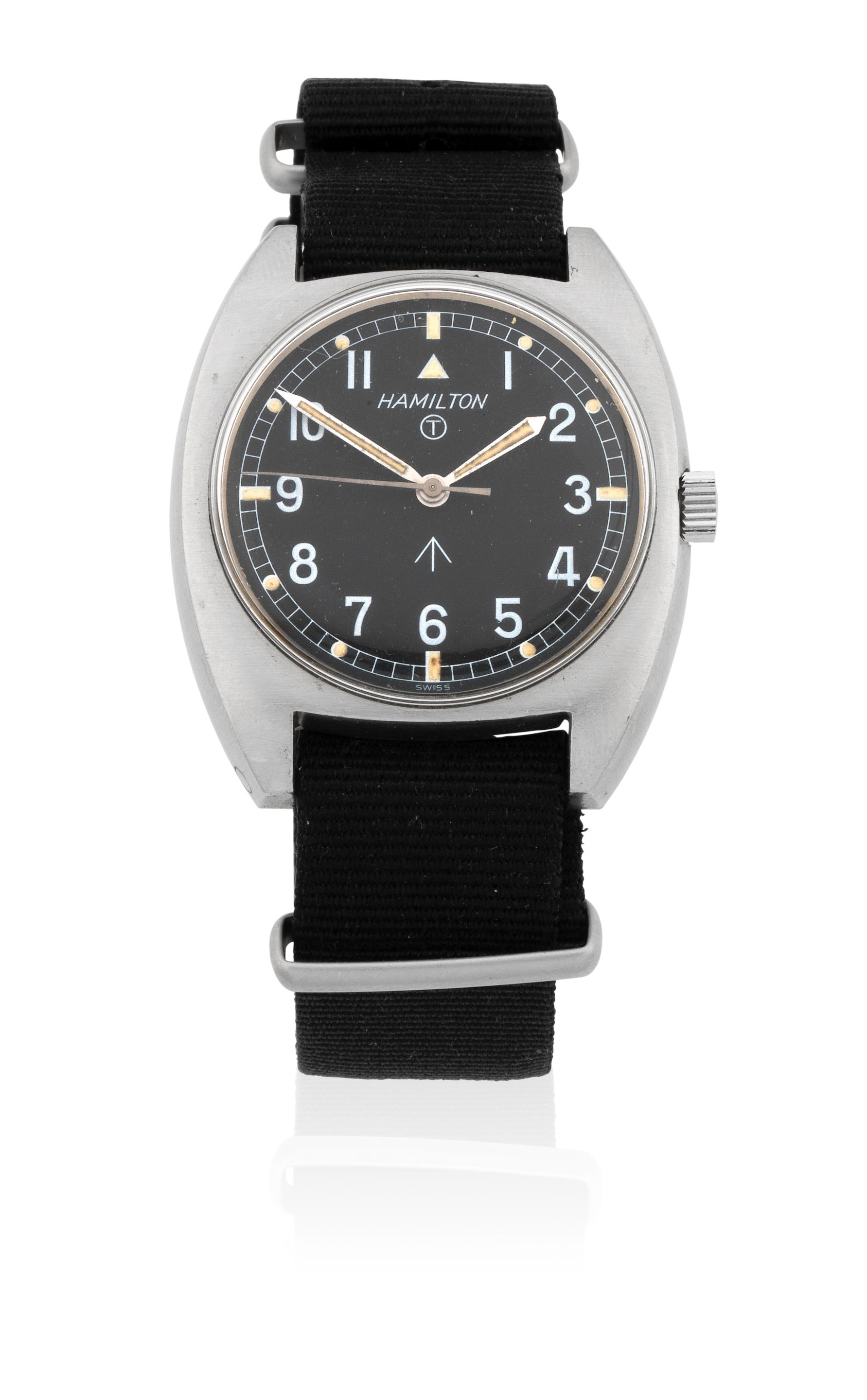 Hamilton. A stainless steel manual wind military wristwatch issued to the British Army Circa 1973