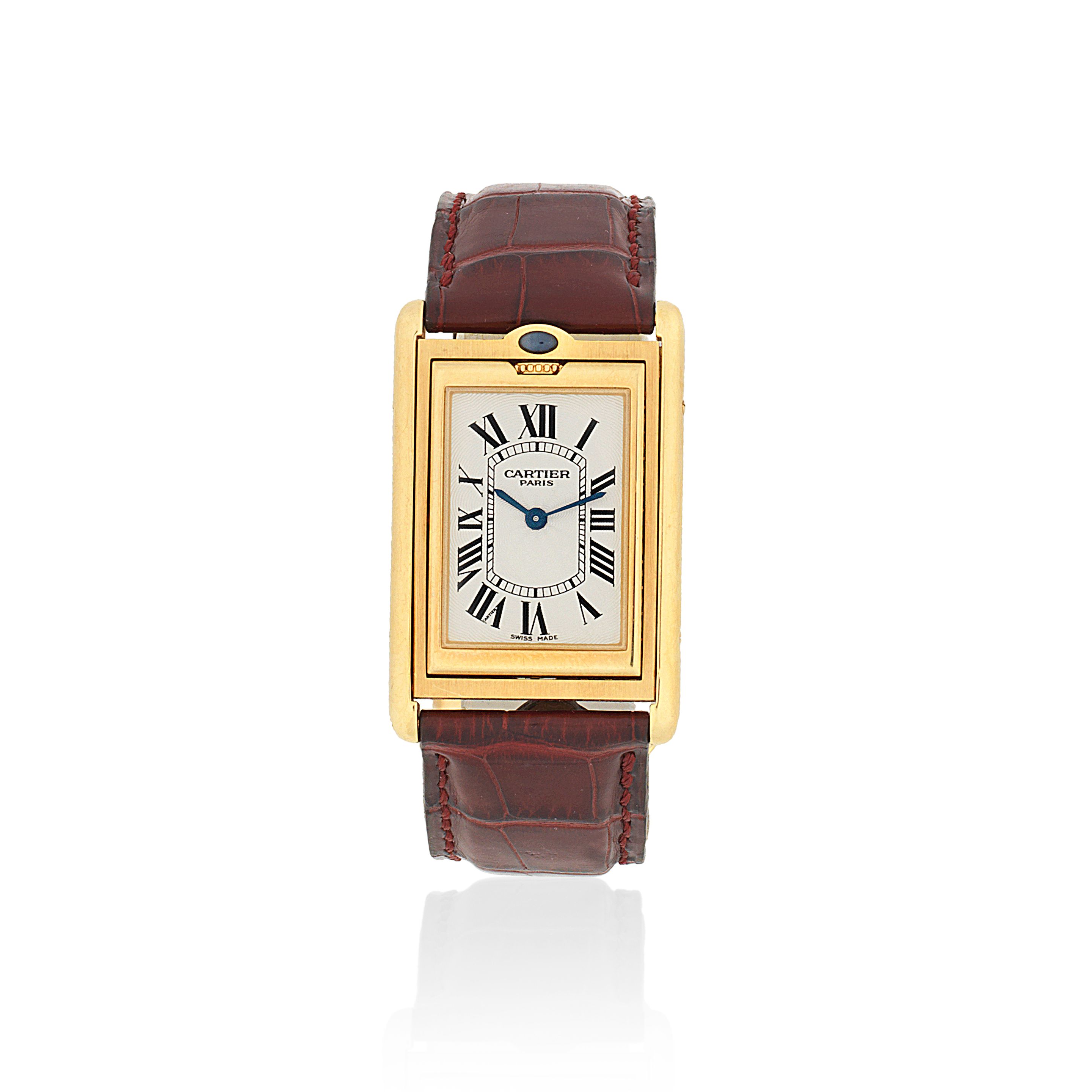 Cartier. A Limited Edition 18K gold manual wind reversible wristwatch Tank Basculante Millennium, No.015/365, Ref: 2391, Circa 2000
