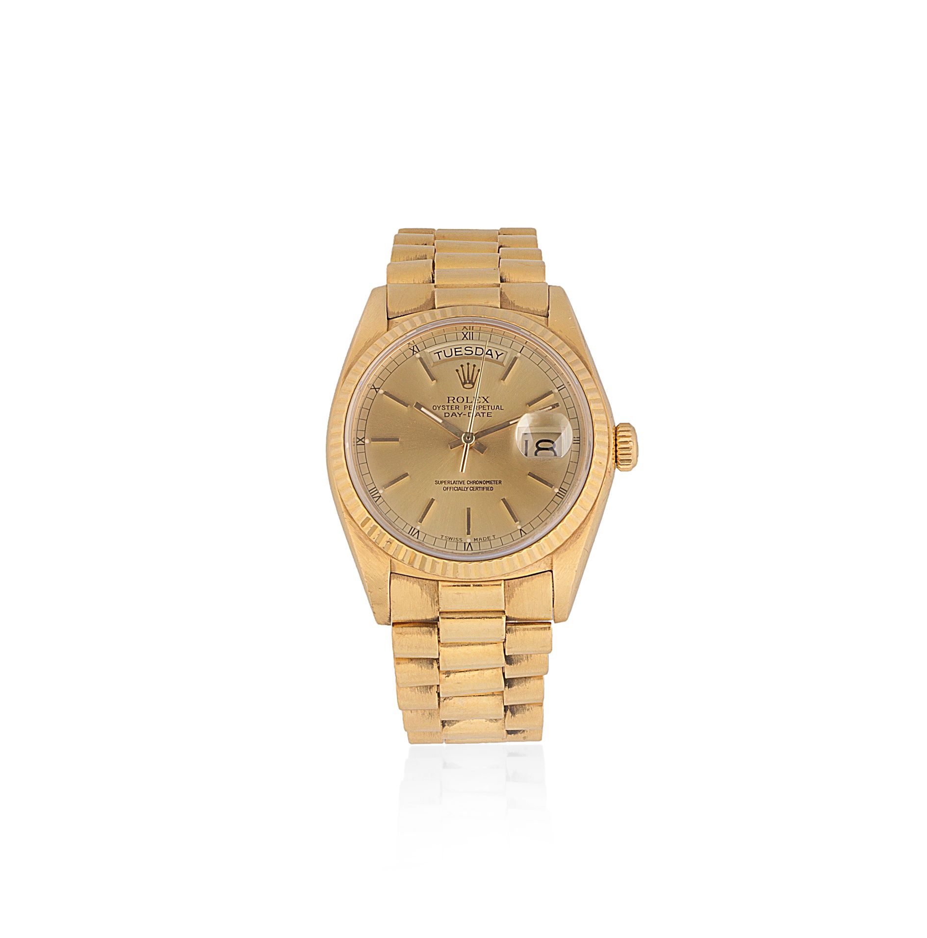 Rolex. An 18K gold automatic calendar bracelet watch Day-Date, Ref: 18038, Circa 1978
