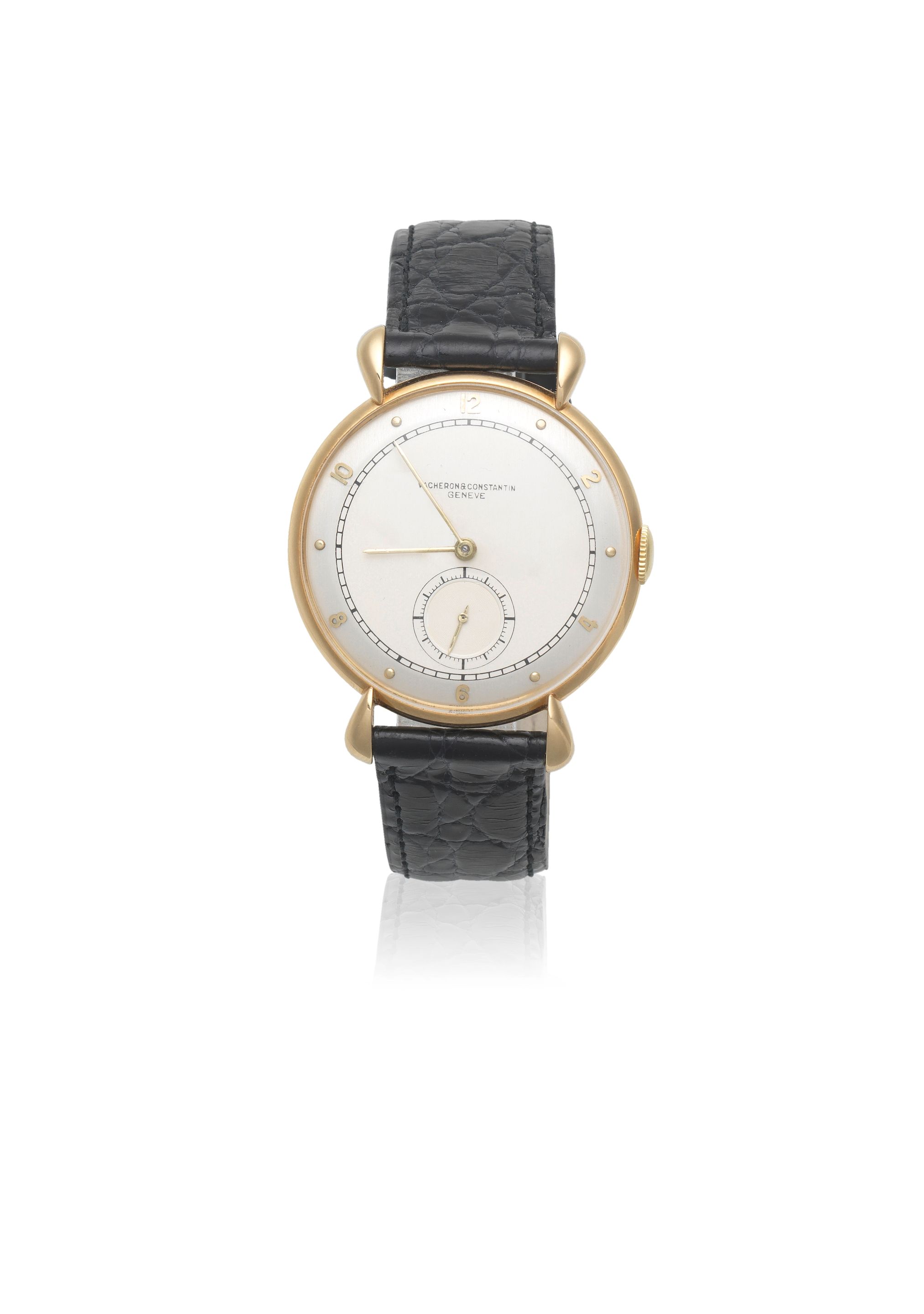 Vacheron & Constantin. An 18K gold manual wind wristwatch with teardrop lugs Circa 1945