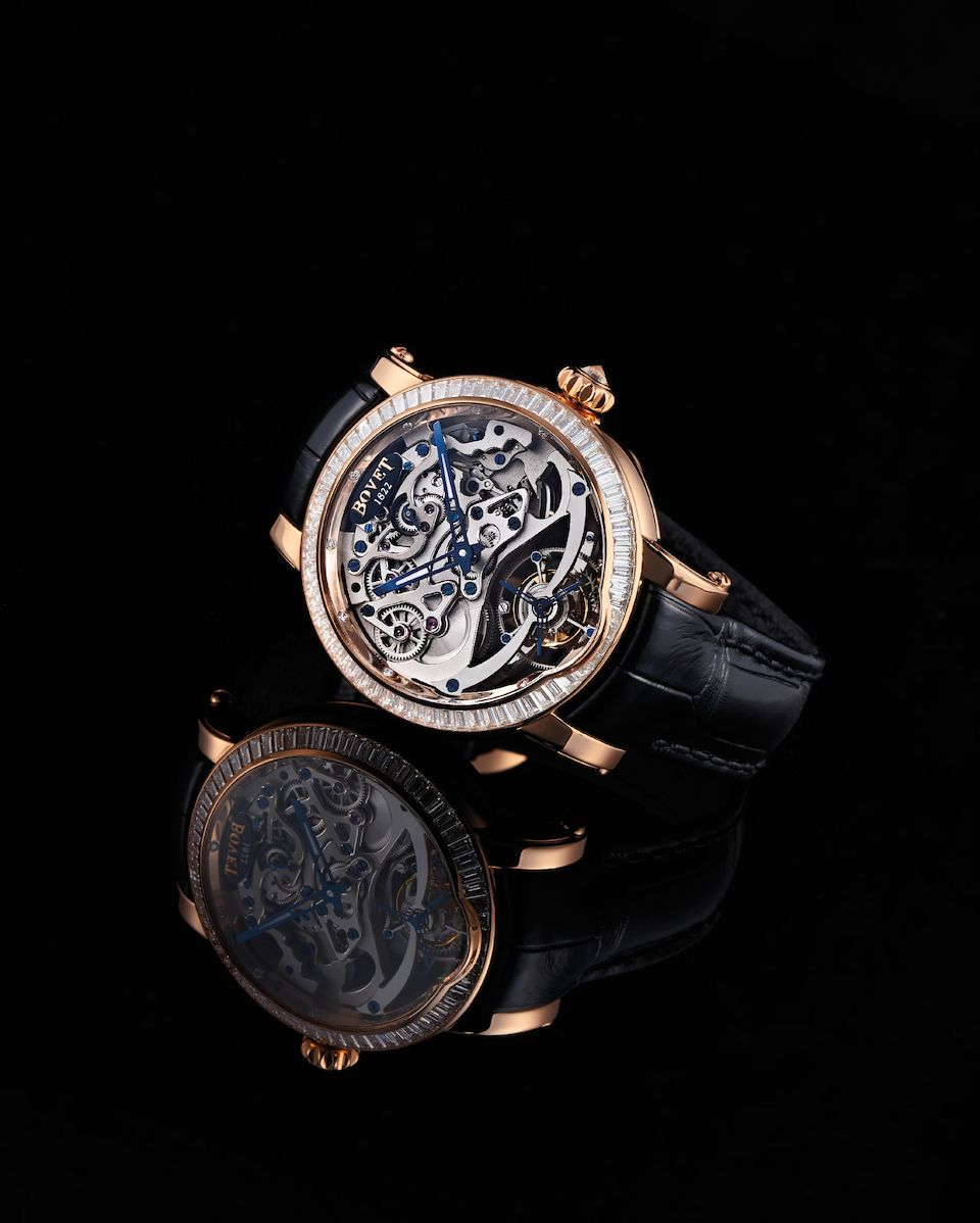 Bovet. A Pink Gold and Diamond-Set Tourbillon Wristwatch, No.015867