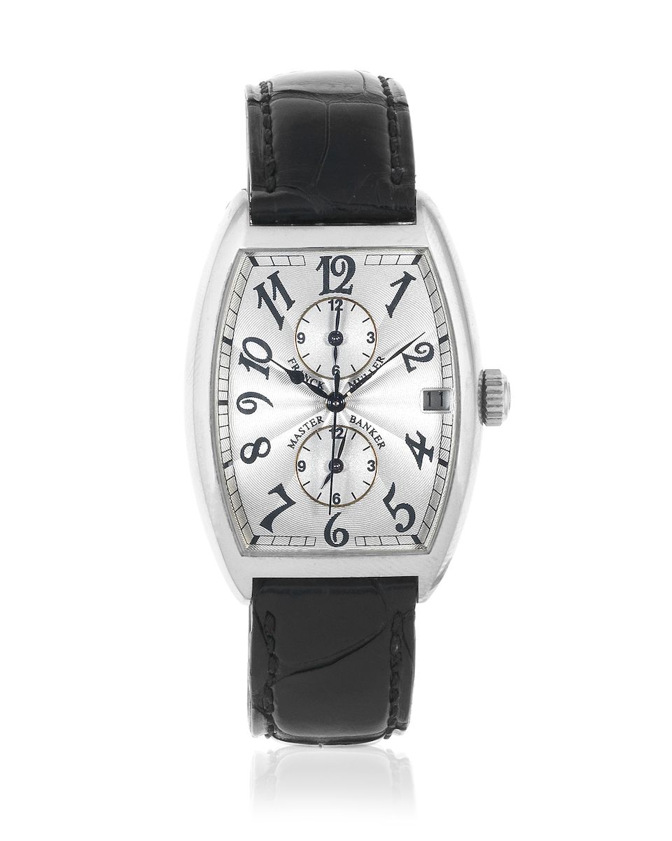 Franck Muller. A stainless steel automatic calendar tonneau form wristwatch with dual time Master Banker, Ref: 2852 MB, Circa 2010