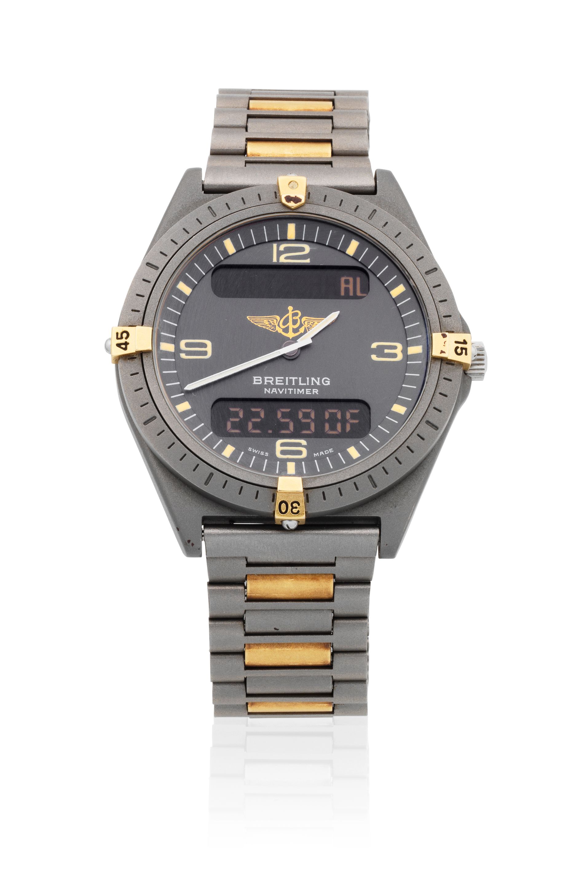 Breitling. A titanium analogue and LCD digital display bracelet watch Navitimer, Ref: 80360, Circa 1990