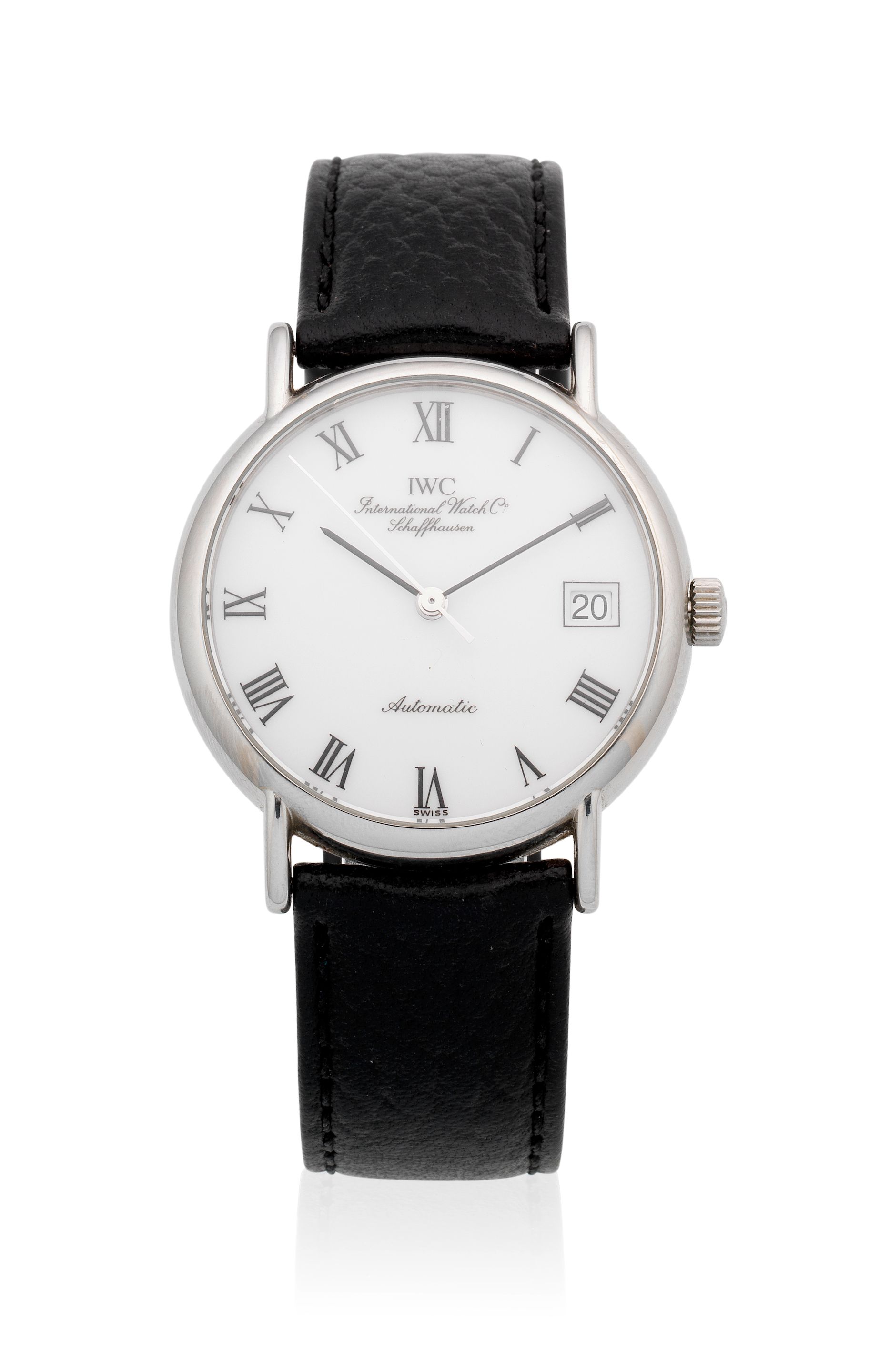 IWC. A stainless steel automatic calendar wristwatch Circa 1990