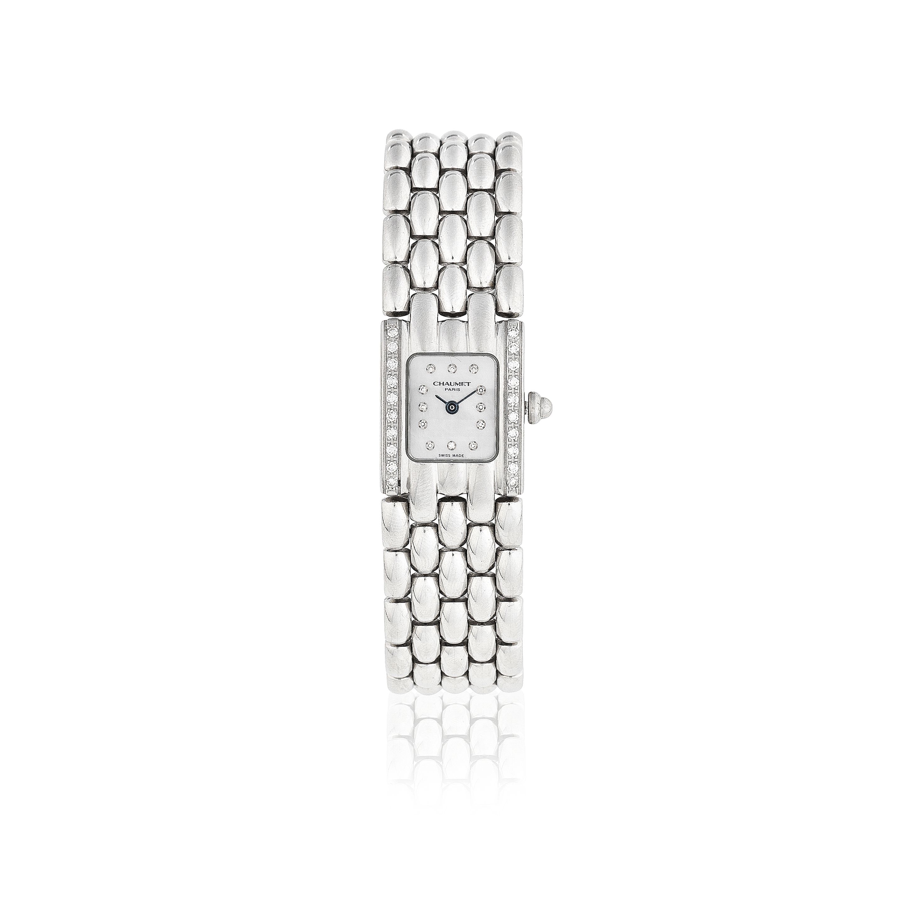 Chaumet. A lady's stainless steel and diamond set quartz bracelet watch Circa 2000