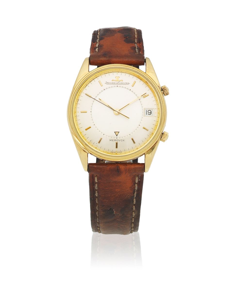 Jaeger-LeCoultre. A Limited Edition 18K gold automatic calendar wristwatch with alarm Memovox, Sold 6th November 1986
