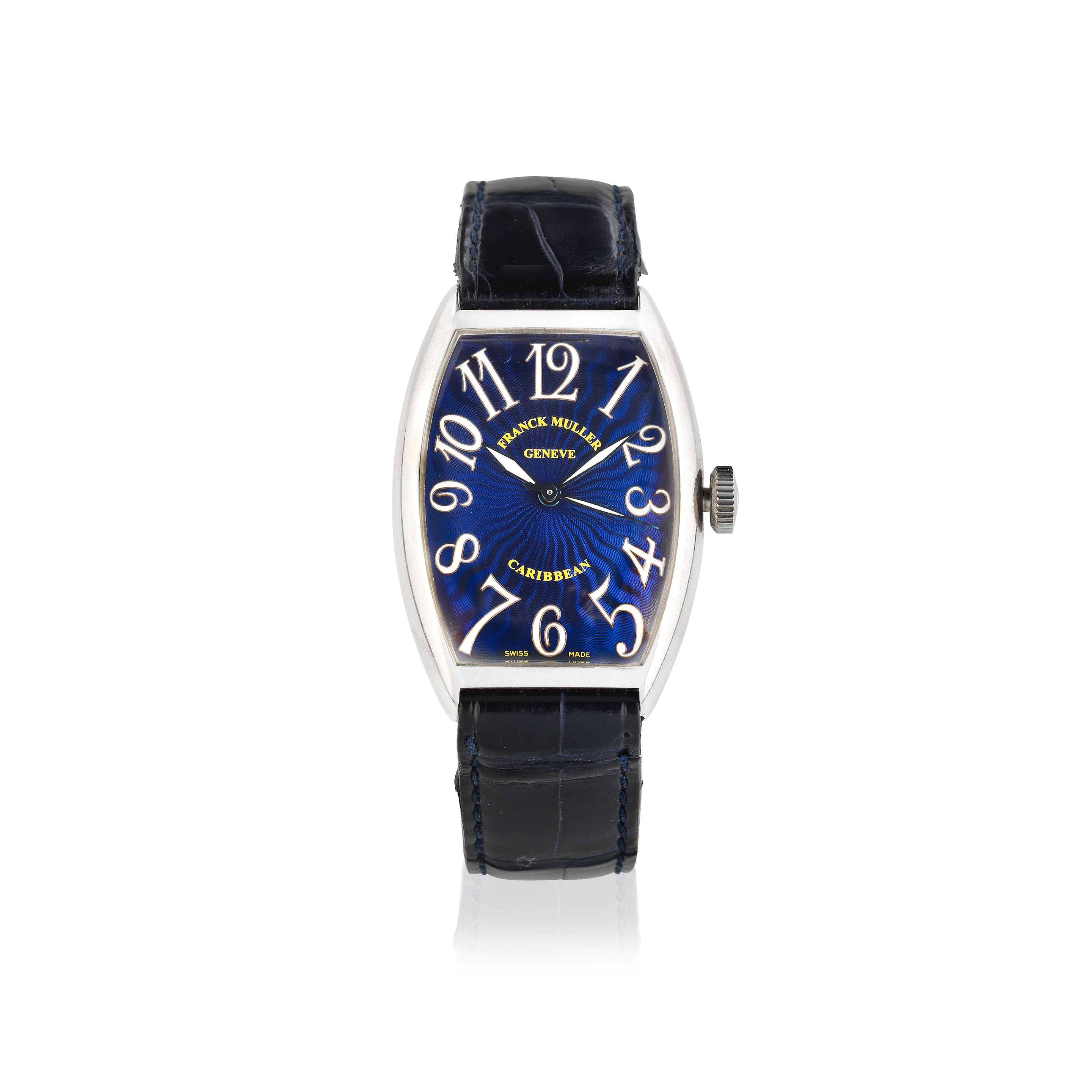 Franck Muller. A stainless steel automatic tonneau form wristwatch Caribbean, Ref: 5850, Sold 11th May 2001