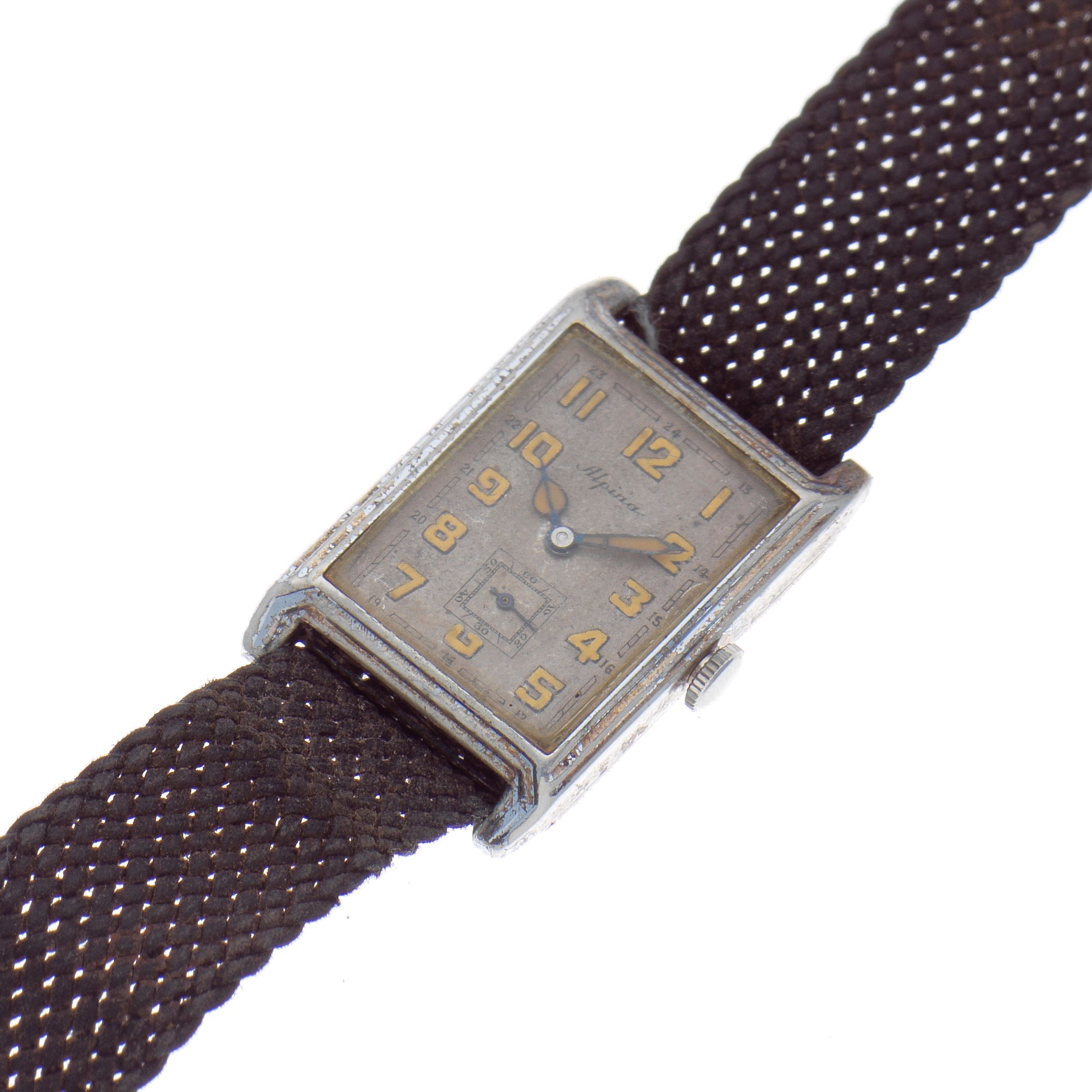Alpina. A silver manual wind rectangular wristwatch Ref: 267, Circa 1930