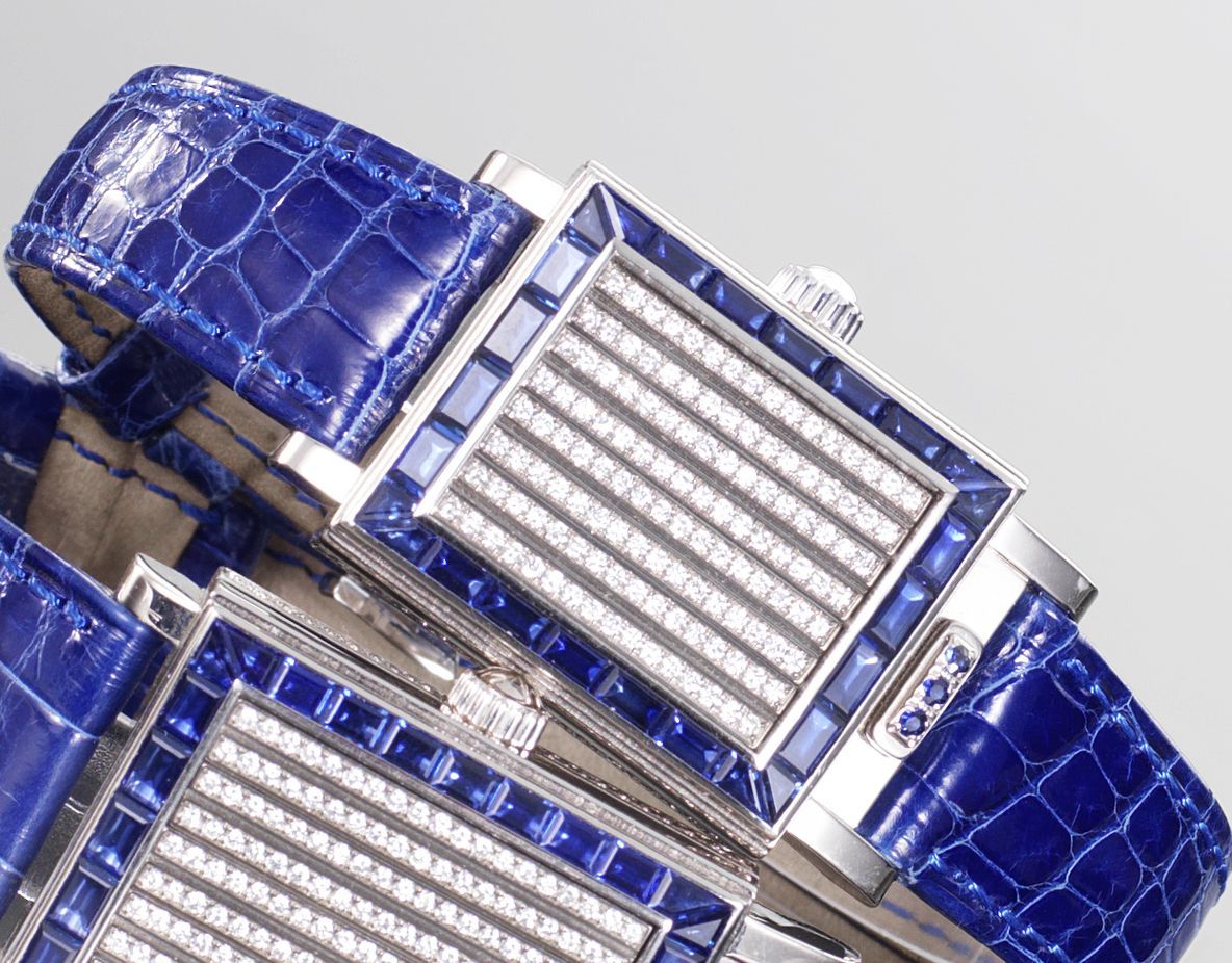 Vacheron & Constantin. A lady's 18ct white gold shutter watch set with sapphires and diamondsJalousie, 1990's