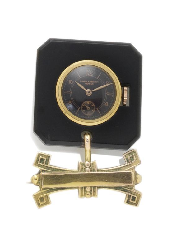 Baume & Mercier. A 9ct gold manual wind nurse's watchCirca 1930