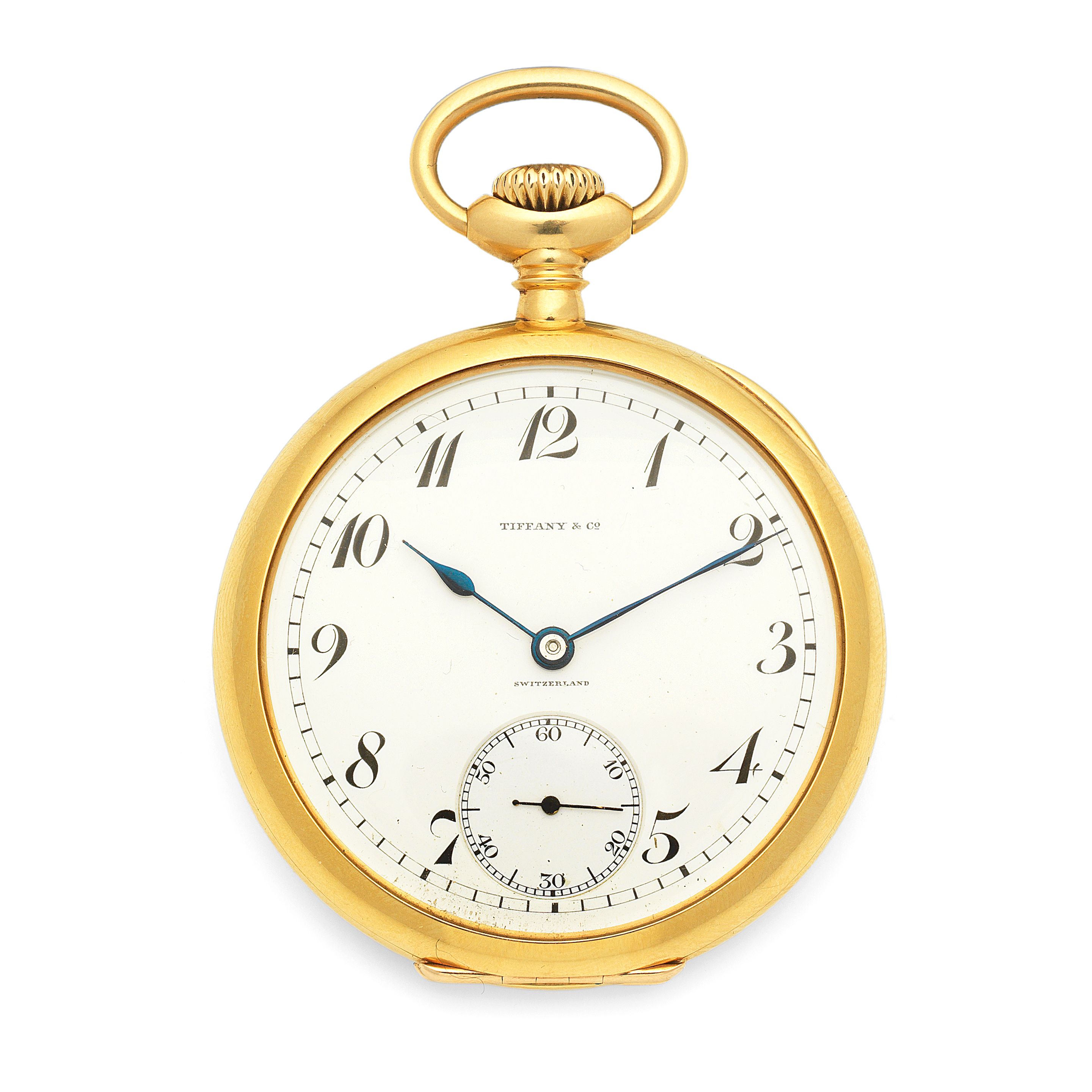 Patek Philippe Retailed by Tiffany. An 18K gold key wind open face pocket watch Circa 1915