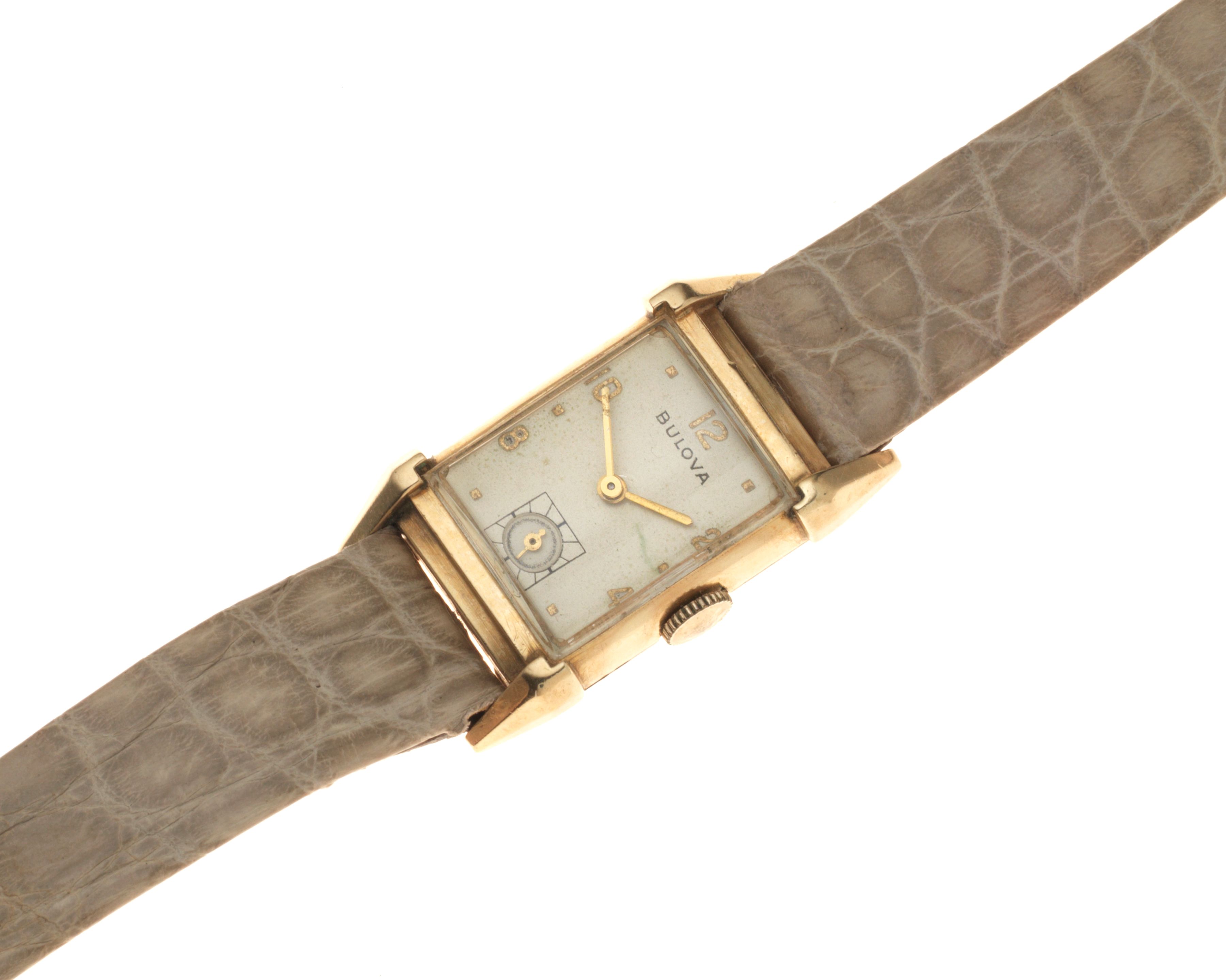 Bulova. A gold plated manual wind rectangular wristwatch Circa 1950