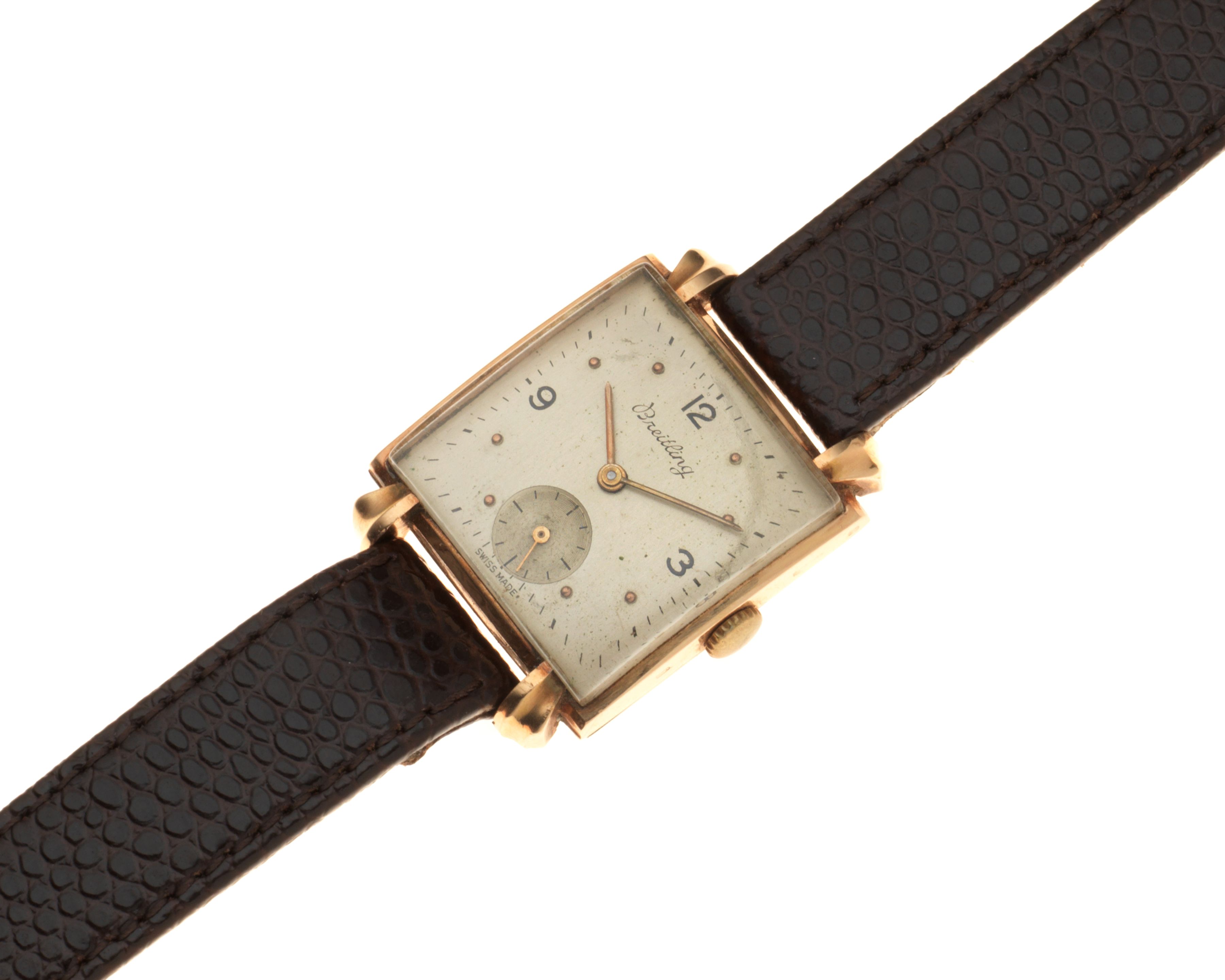 Breitling. An 18K gold manual wind square wristwatch Ref: 183, Circa 1950