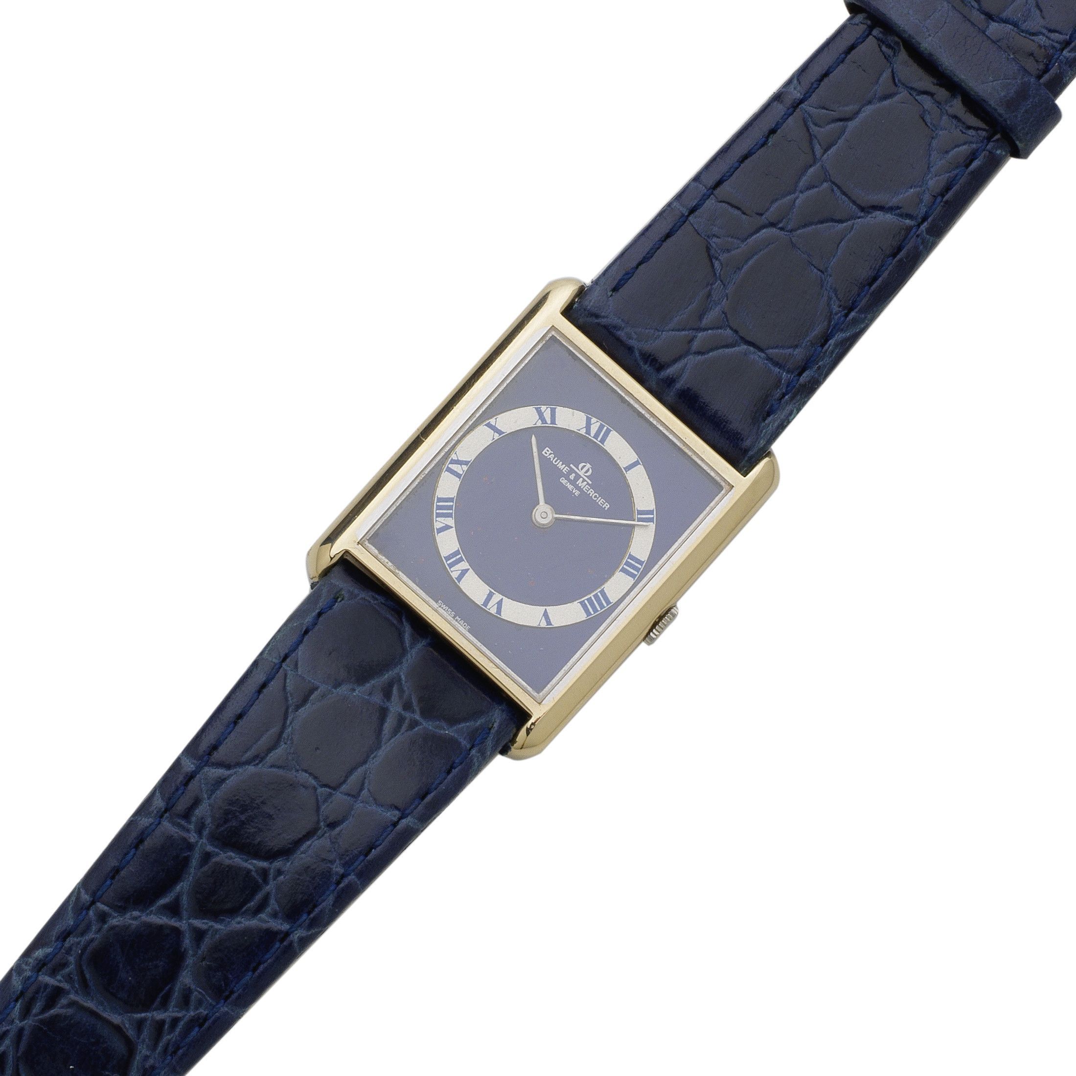 Baume & Mercier. An 18K white gold manual wind rectangular wristwatch Ref: 37059, Circa 1980