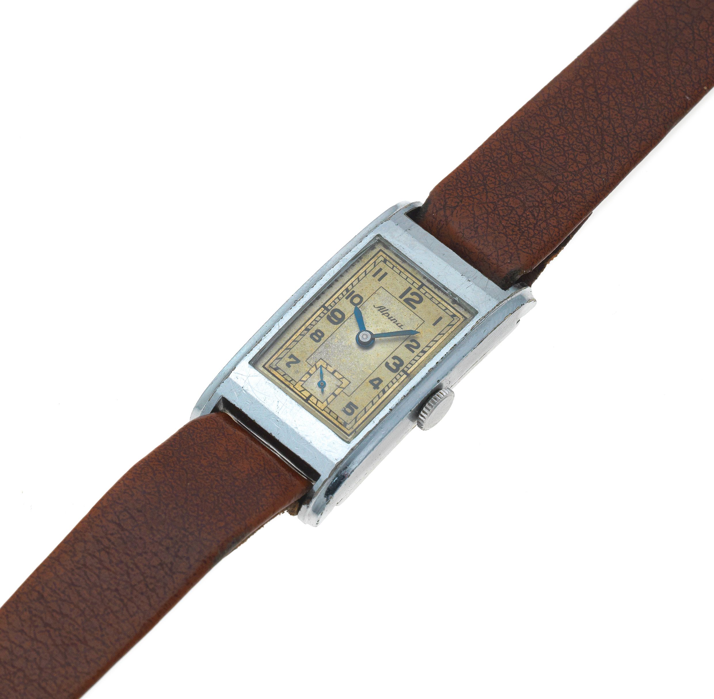 Alpina. A stainless steel manual wind rectangular wristwatch