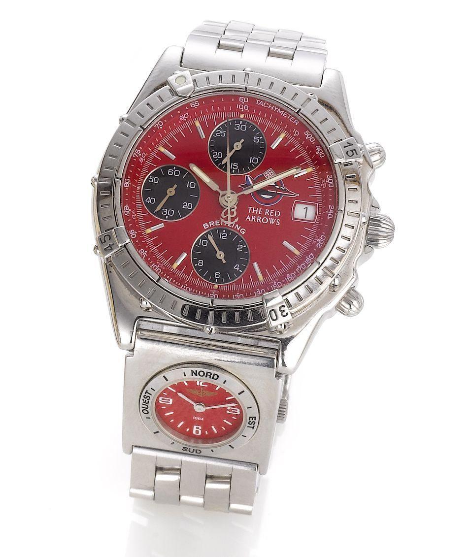 Breitling. A stainless steel chronograph bracelet watchChronomat Red Arrow, Ref: A130050, Sold 3rd January 2003
