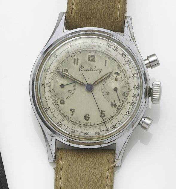 Swiss. A stainless steel chronograph wristwatch1940's