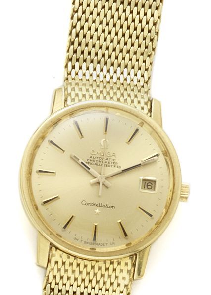 Omega. An 18ct gold automatic calendar bracelet watchConstellation, 1970's