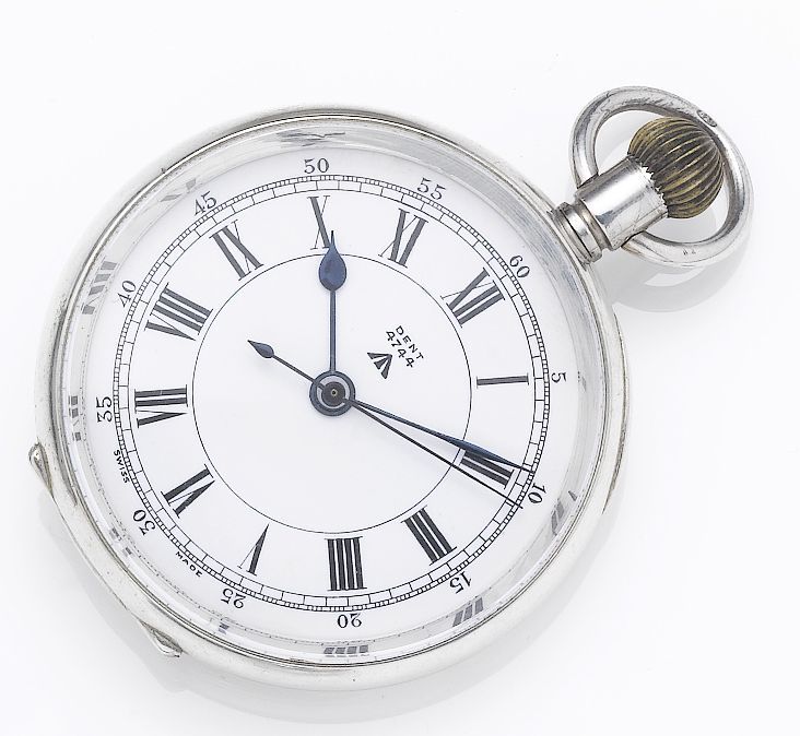Dent. A silver open face centre seconds military pocket watchGlasgow Import mark for 1937, No.4744