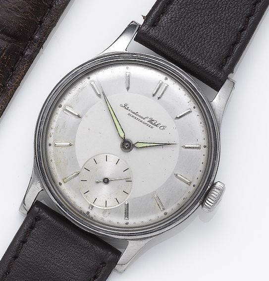 IWC. A stainless steel wristwatch1950's