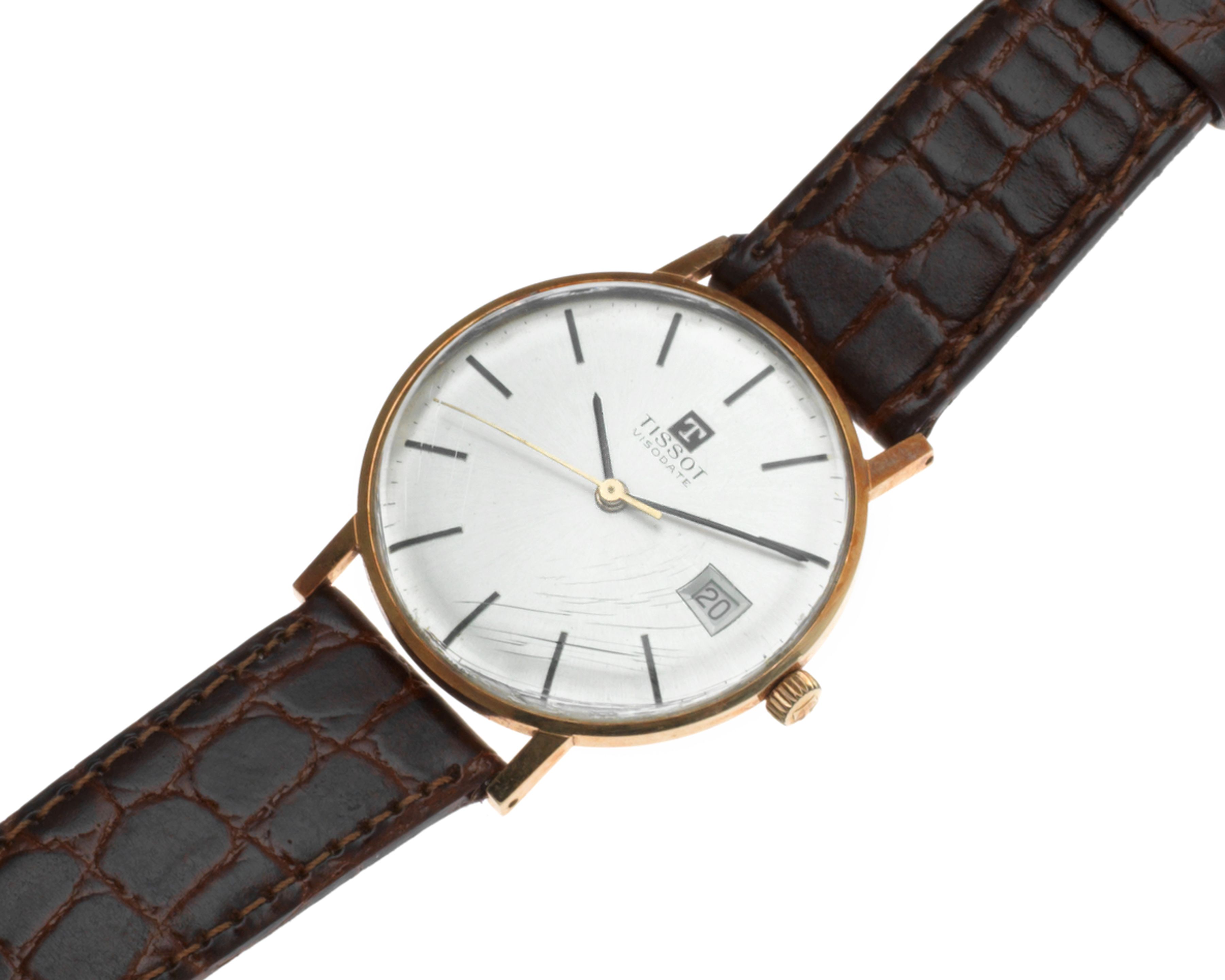 Tissot. A gold plated manual wind calendar wristwatch Model: Visodate