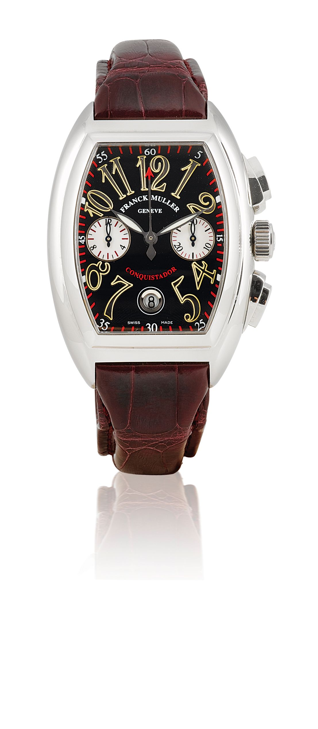 Franck Muller. A fine stainless steel automatic chronograph calendar wristwatchConquistador, 1990s, No.1154, ref.8002 CC