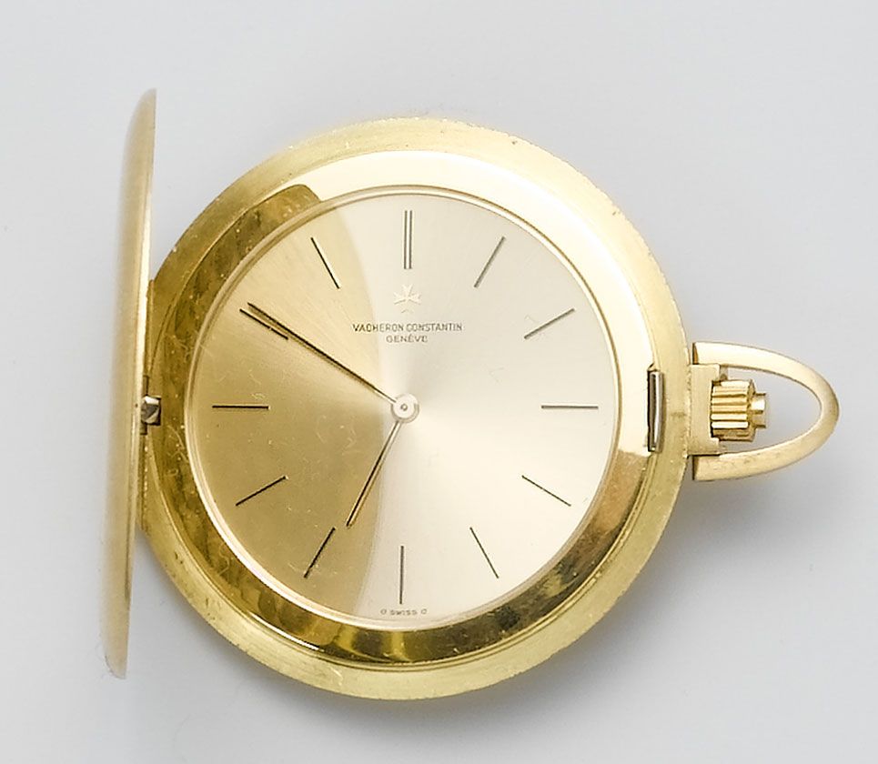 Vacheron Constantin. An 18ct gold pocket watch with gilt metal chain 1960's