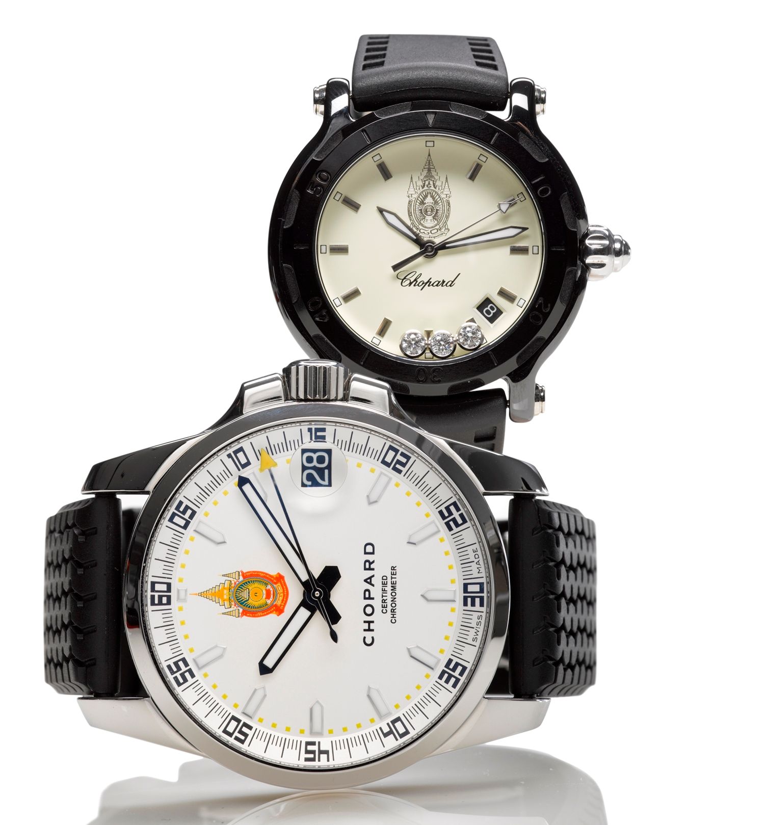 Chopard. A fine ceramic quartz exclusive edition ladies wristwatch with diamond & Chopard. A fine and rare stainless steel automatic limited edition wristwatch with calendarHappy ...