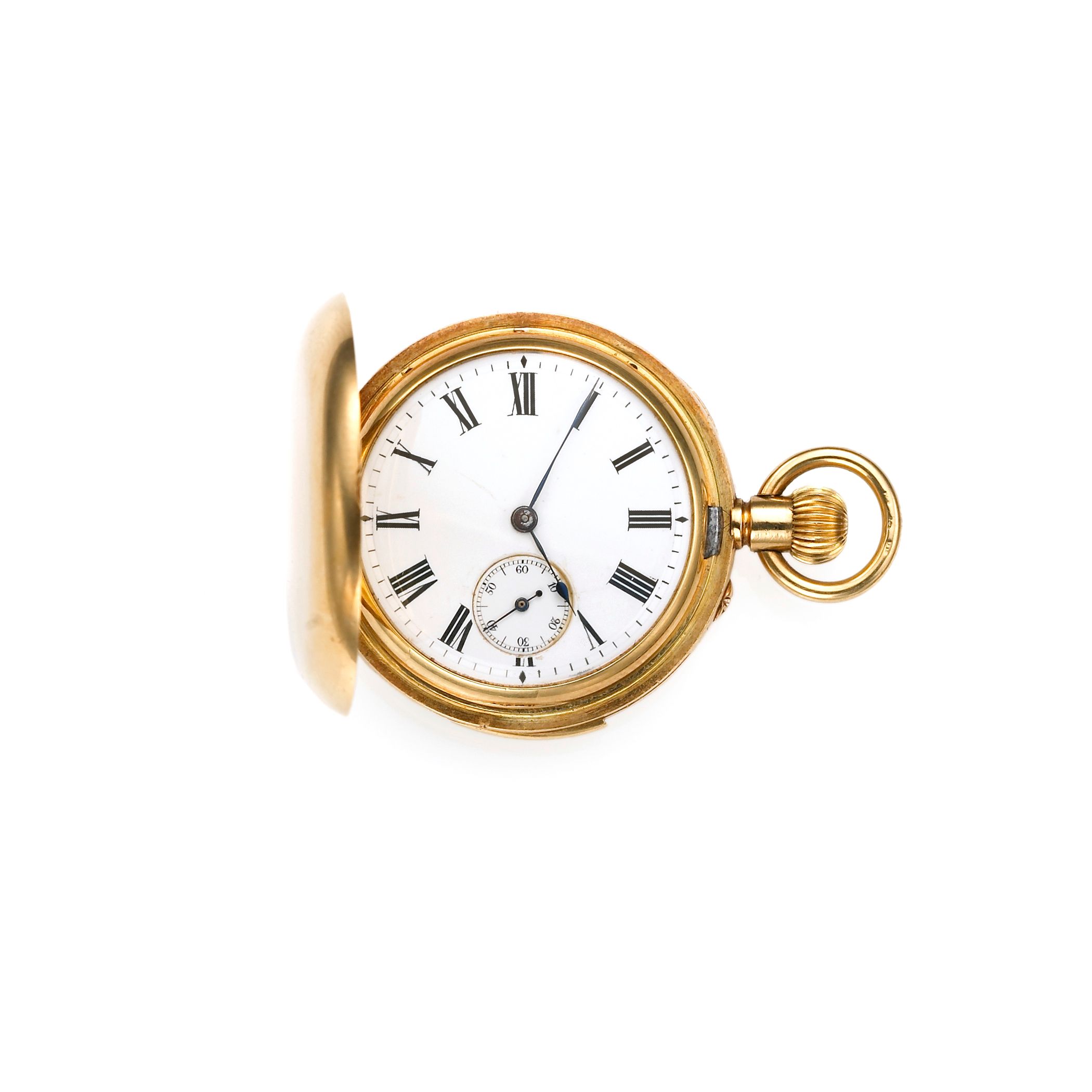 Swiss. An unusual miniature 18k gold minute repeating hunting cased pocket watch with 18k gold chain Circa 1900