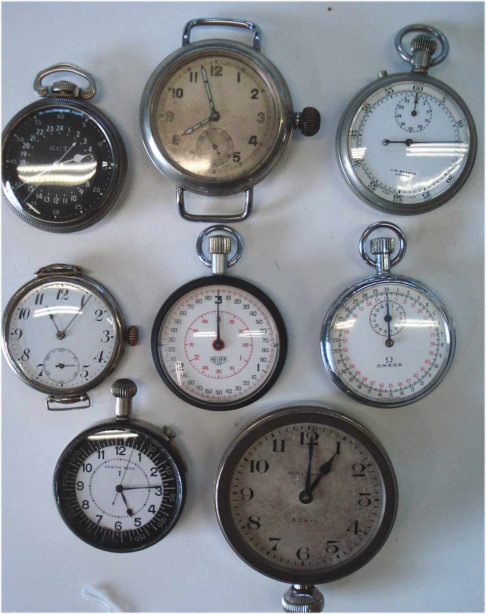 A lot of 4 various stop watches and 4 various pocket watches 8