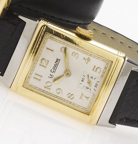 Le Coultre. An 18ct gold and stainless steel reversible wristwatchLondon Import mark for 1934
