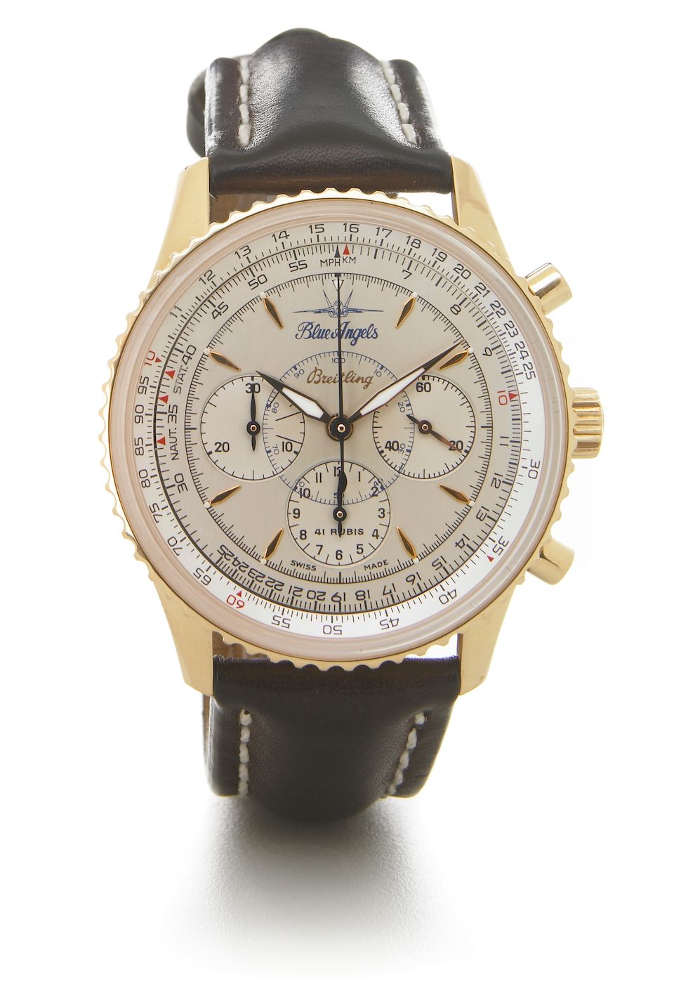 Breitling. An 18k gold limited-edition self-winding chronograph wristwatchBlue Angeles, Ref,H30030.1, No.0072/1000, made in 1996