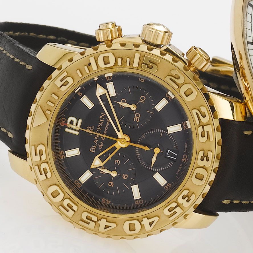 Blancpain. A fine 18ct rose gold automatic limited edition chronograph wristwatch with box and papers Air Command-Trilogy Collection, No.91/100