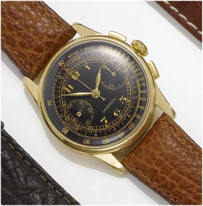 Universal. An 18ct gold chronograph wristwatch1940's