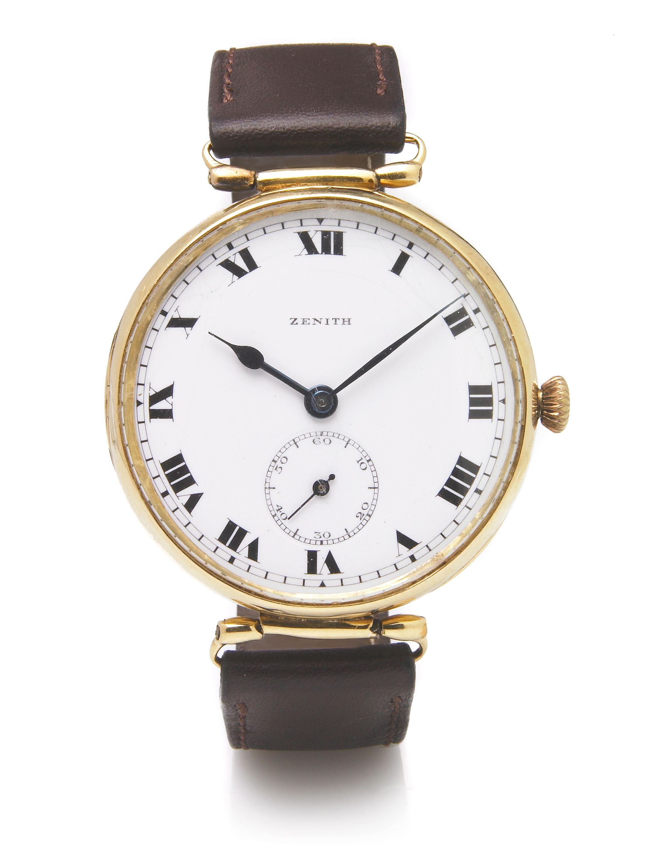 Zenith. An 18k gold hinged wristwatch with enamel dialMovement No.3014035, 1920s