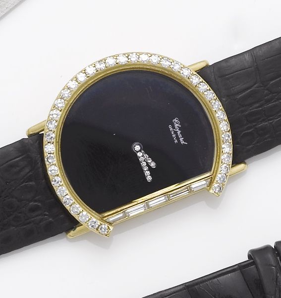 Chopard. A lady's 18ct gold diamond set wristwatch1980's