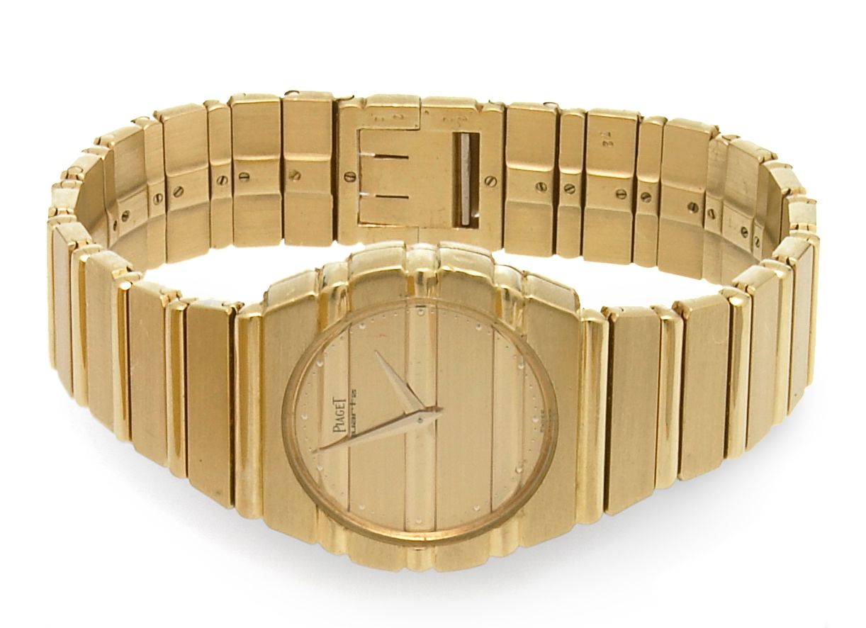 Piaget. An 18k gold quartz rear-set bracelet watchPolo, Ref761 C 701, No.369172, circa 1980